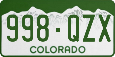 CO license plate 998QZX