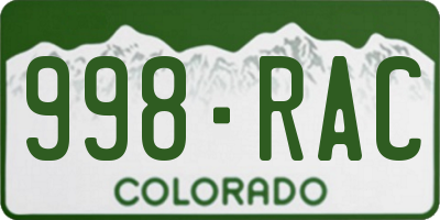 CO license plate 998RAC