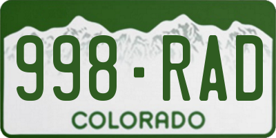 CO license plate 998RAD
