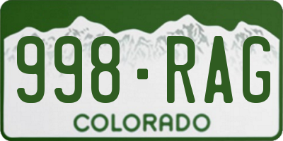 CO license plate 998RAG
