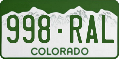 CO license plate 998RAL