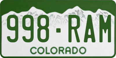 CO license plate 998RAM