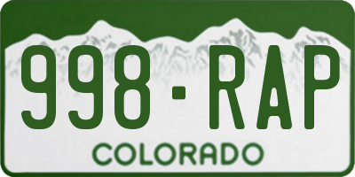 CO license plate 998RAP