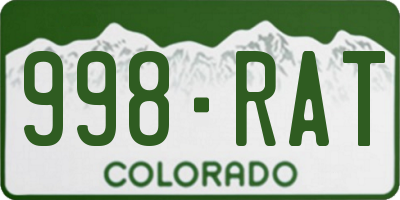 CO license plate 998RAT
