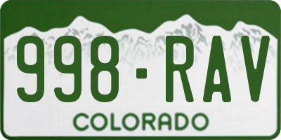 CO license plate 998RAV