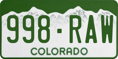 CO license plate 998RAW