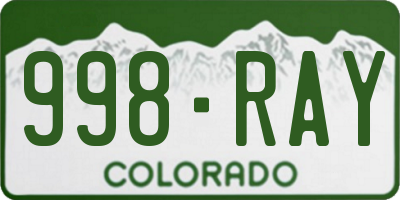 CO license plate 998RAY