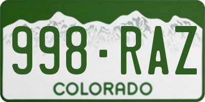 CO license plate 998RAZ