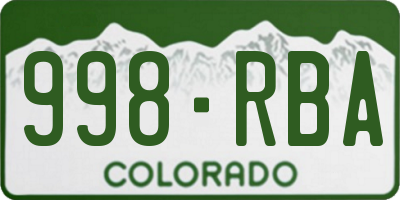 CO license plate 998RBA