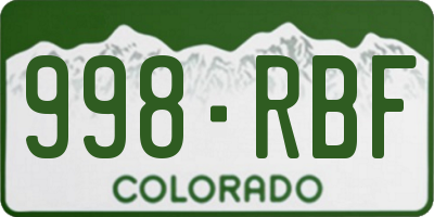 CO license plate 998RBF