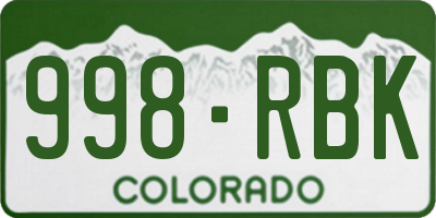 CO license plate 998RBK