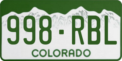 CO license plate 998RBL