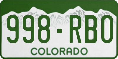 CO license plate 998RBO