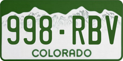 CO license plate 998RBV