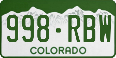 CO license plate 998RBW
