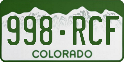 CO license plate 998RCF