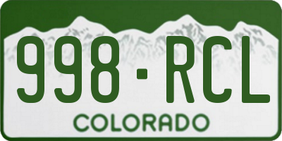 CO license plate 998RCL