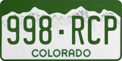 CO license plate 998RCP