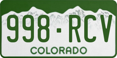 CO license plate 998RCV