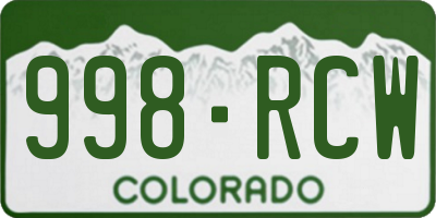 CO license plate 998RCW