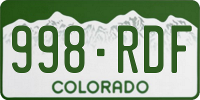 CO license plate 998RDF