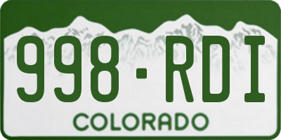 CO license plate 998RDI