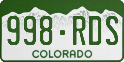 CO license plate 998RDS