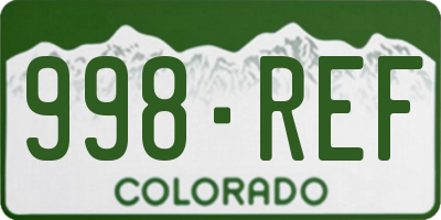 CO license plate 998REF