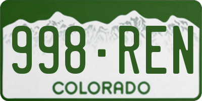 CO license plate 998REN