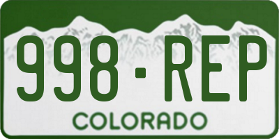 CO license plate 998REP