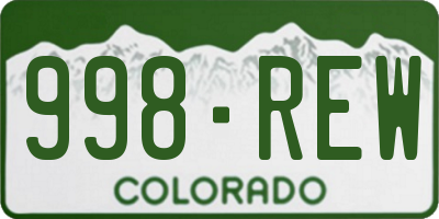 CO license plate 998REW