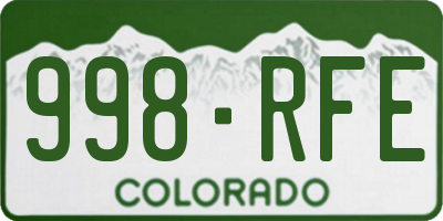 CO license plate 998RFE