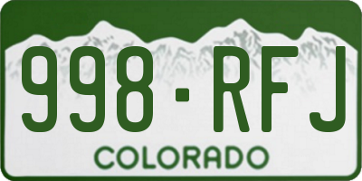 CO license plate 998RFJ