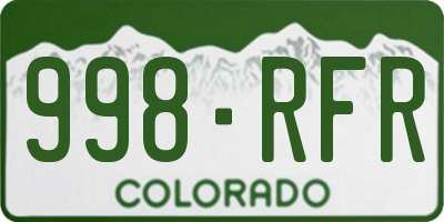 CO license plate 998RFR