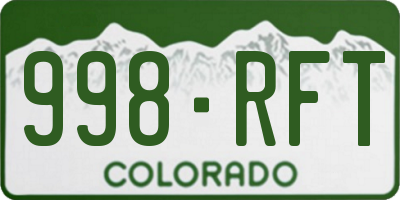 CO license plate 998RFT