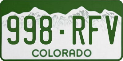 CO license plate 998RFV