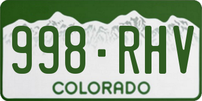 CO license plate 998RHV