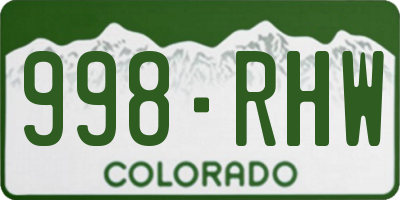 CO license plate 998RHW