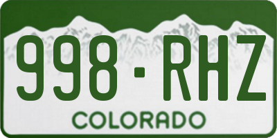 CO license plate 998RHZ
