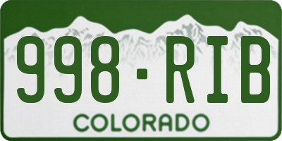 CO license plate 998RIB