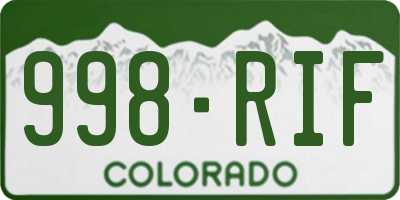 CO license plate 998RIF