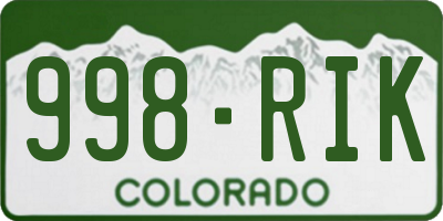 CO license plate 998RIK