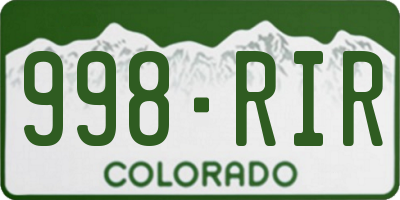 CO license plate 998RIR