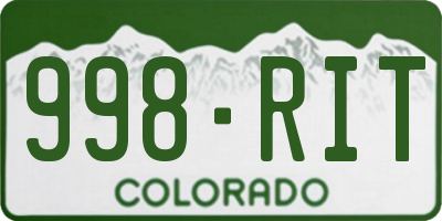 CO license plate 998RIT