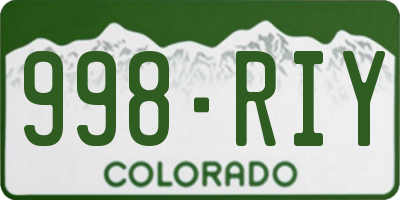 CO license plate 998RIY