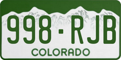CO license plate 998RJB