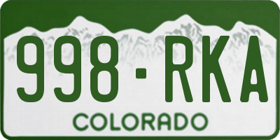 CO license plate 998RKA