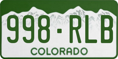 CO license plate 998RLB