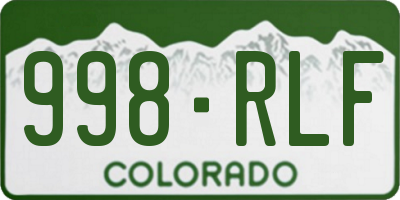 CO license plate 998RLF