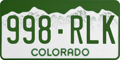 CO license plate 998RLK